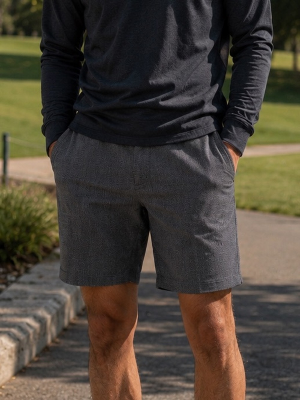 Hugo Boss Rice Short Slim Fit Textured Gray Casual Shorts 38R Preppy Collegiate